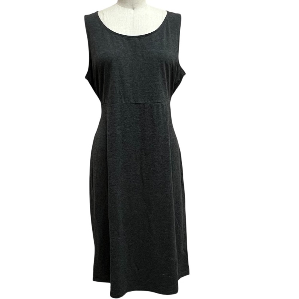 Torrid Jersey Sleeveless Tie Front Shift Dress Charcoal Grey Knee Length